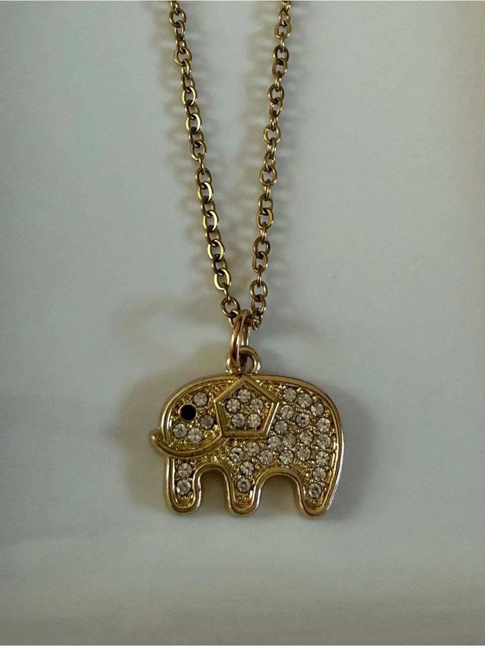Gold Crystal Elephant Pendant Necklace - Women Jewelry